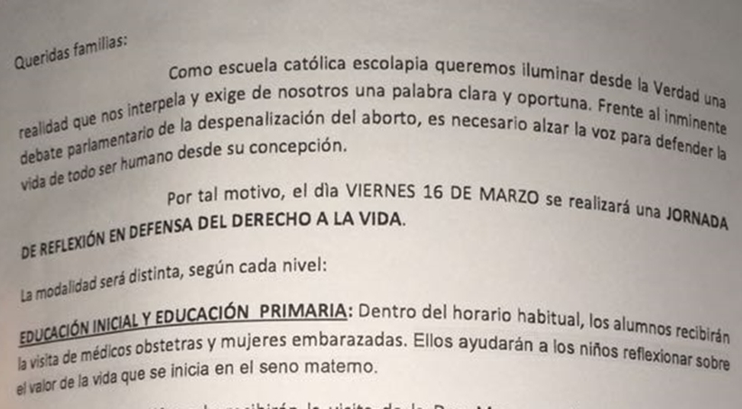 escuelas pias aborto