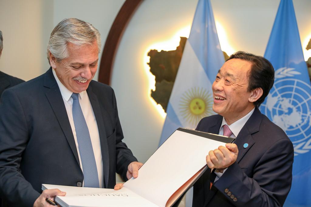Qu Dongyu FAO y Alberto Fernández by gentileza