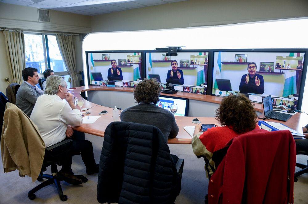 Alberto Fernandez gabinete reunion videoconferencia Capitanich Presidencia de la Nación