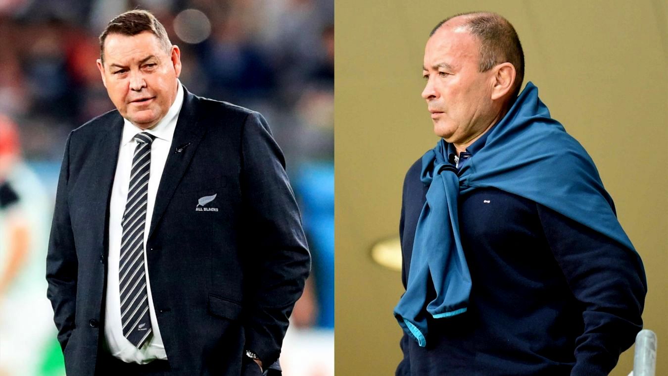 Steve Hansen (entrenador de Nueva Zelanda) contra Eddie Jones (entrenador de Inglaterra), en la estrategia a ultranza